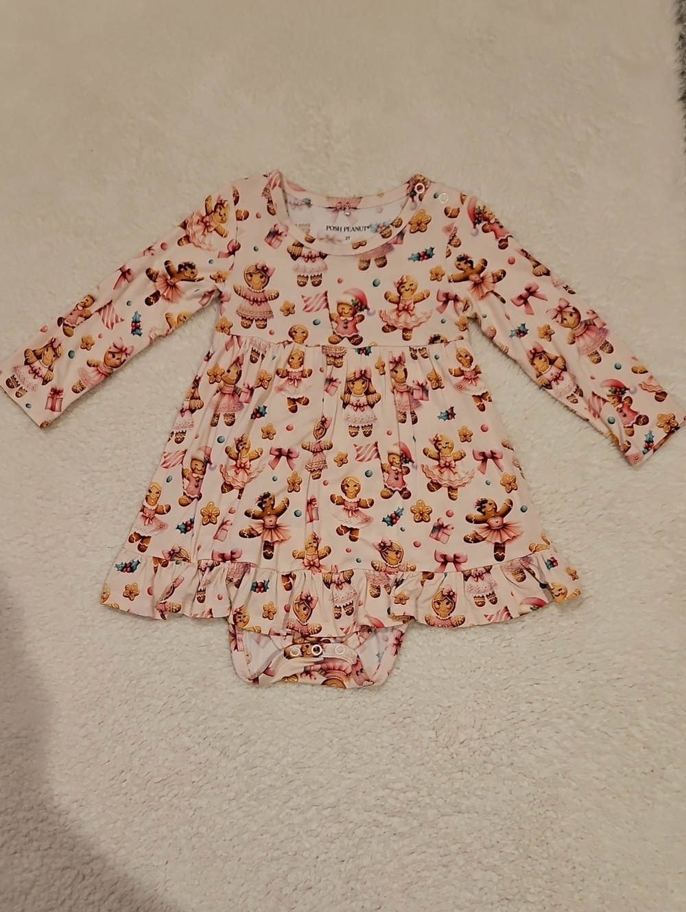 Posh Peanut Pink Gingerbread Print Dress
